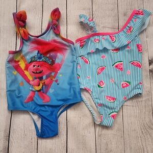2T Swimsuits DreamWorks Trolls, WonderNation Watermelon (Set)